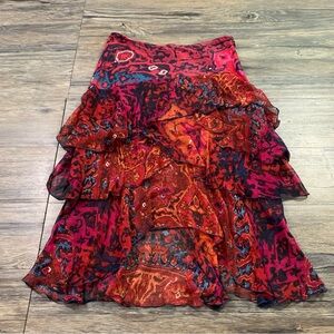 Vintage Diane Von Furstenberg Silk Tiered Skirt Sz 8